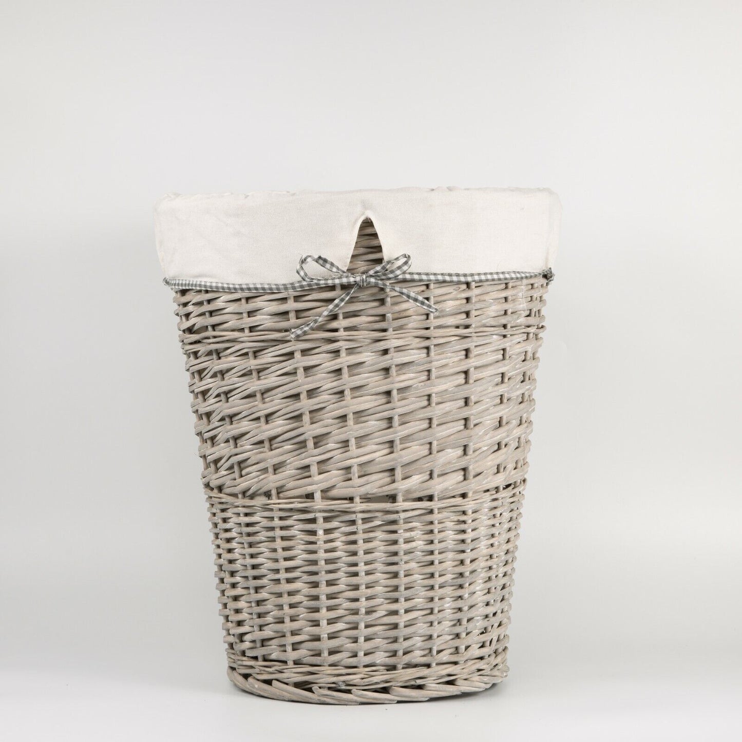 Wicker Laundry Basket Hamper With Cotton Liner Drawstring Close Bathroom Storage