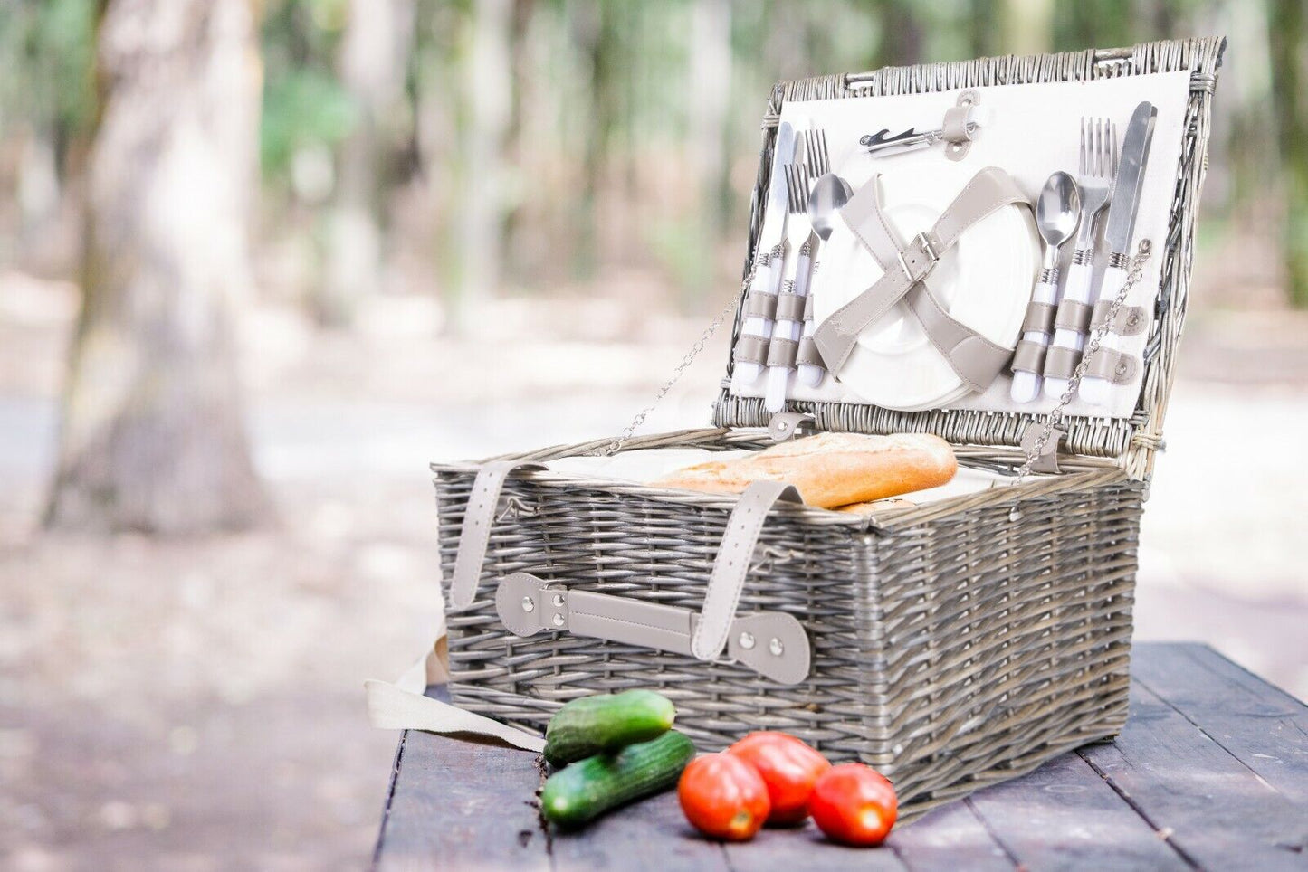 Premium Natural Wicker Fitted Picnic Hamper Picnic Basket Outdoor Picnic Set