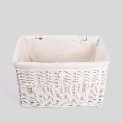 BH Premium White Wicker Storage Chest Storage Trunk Storage Footstool