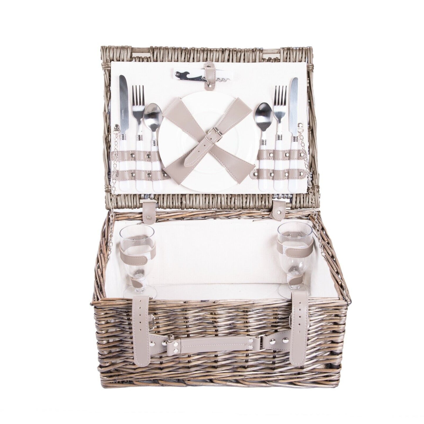 Premium Natural Wicker Fitted Picnic Hamper Picnic Basket Outdoor Picnic Set