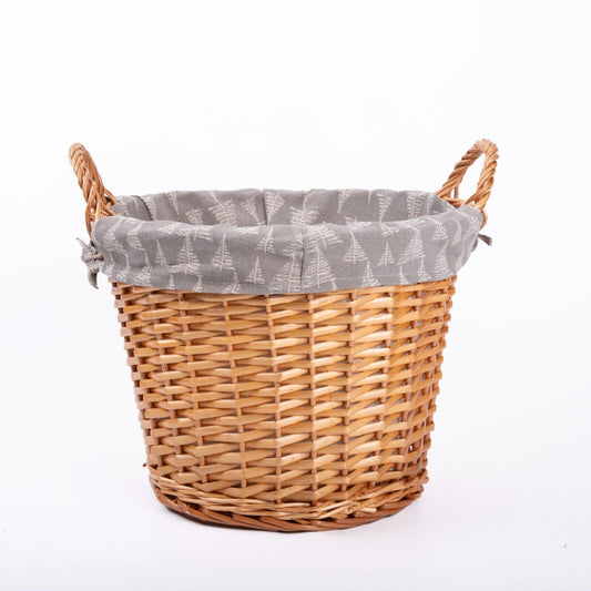 Grey Painted Open Storage Wicker Basket With Liner Laundry Toys Baby Nursery Box