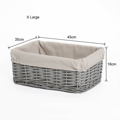 Grey Painted Wicker Storage Basket Shelf Organization Gift Hamper Bathroom