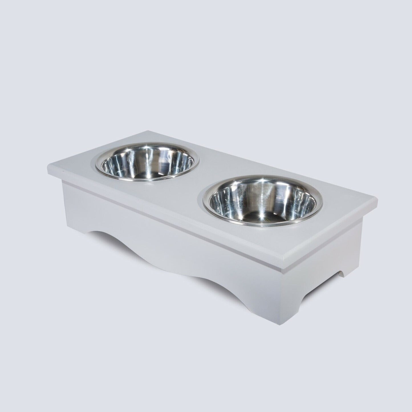 2020 Luxury Dog Food Feeding Stand Station Stainless Double Raised  Bowls Wooden