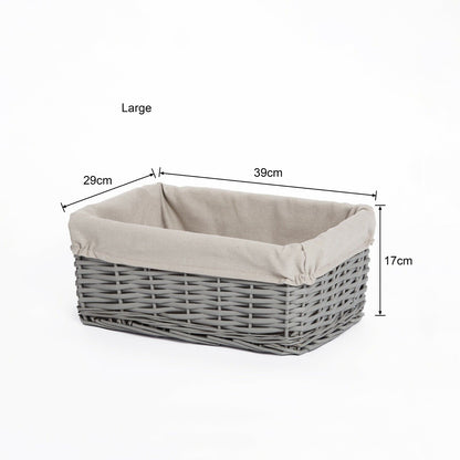 Grey Painted Wicker Storage Basket Shelf Organization Gift Hamper Bathroom