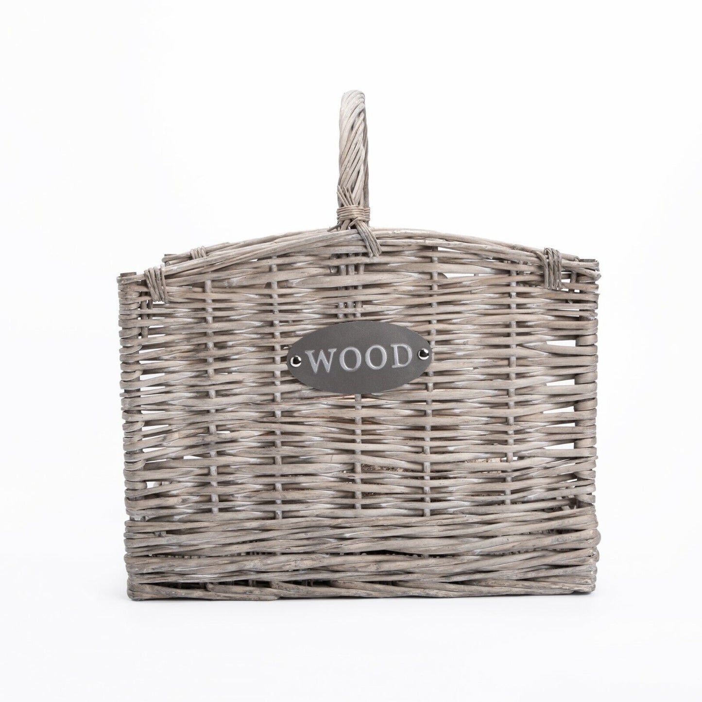 Large Grey Washed Wicker Fireside Heavy Duty Log Basket