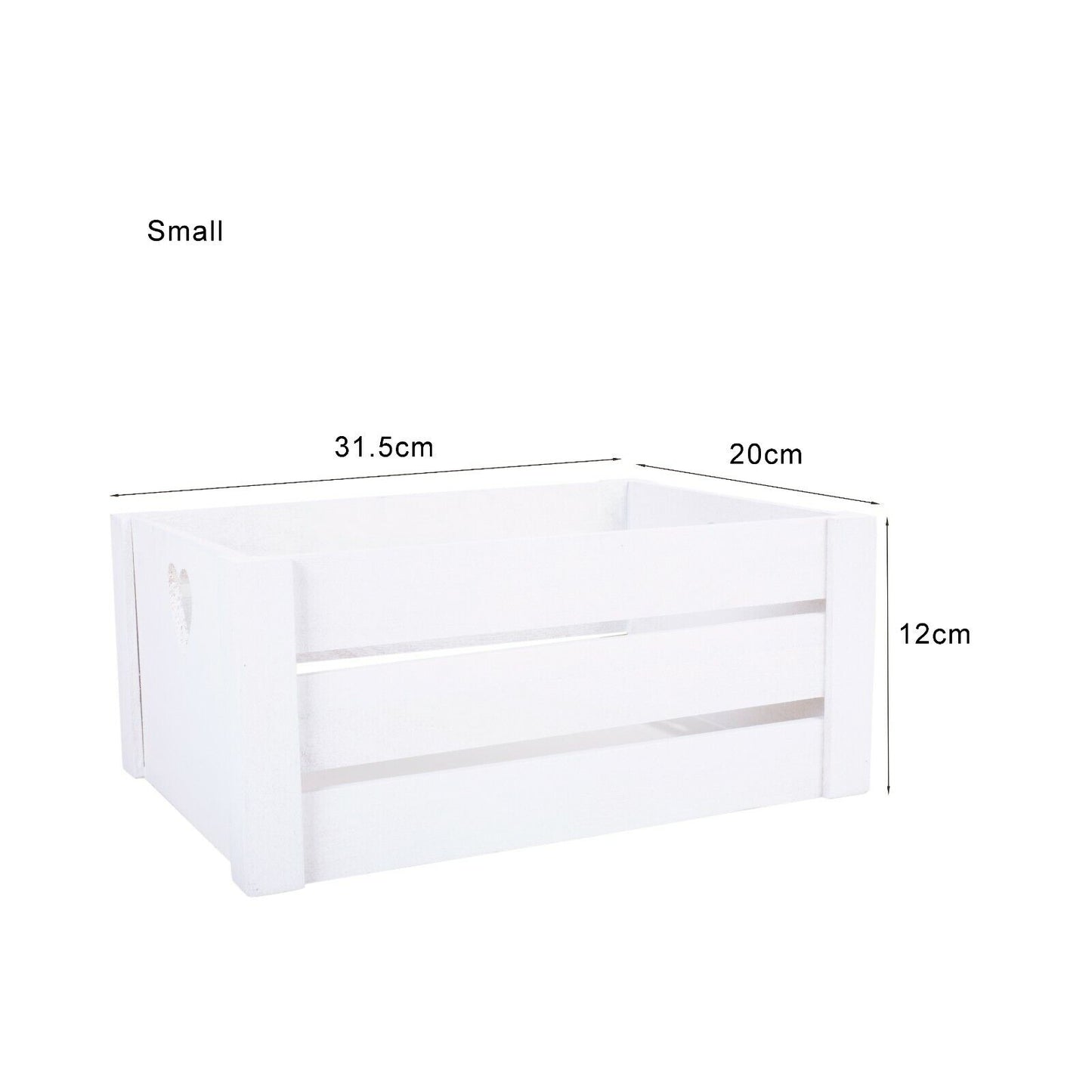 Pure White Lovely Heart Handle Wooden Crates Storage Shelves Box Christmas Gift