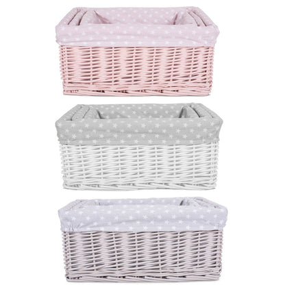 Colorful Painted Nursery Baby Room Wicker Storage Basket New Born Gift Hamper