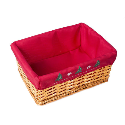 Red Lined Honey Wicker Trays Retail Display Hampers