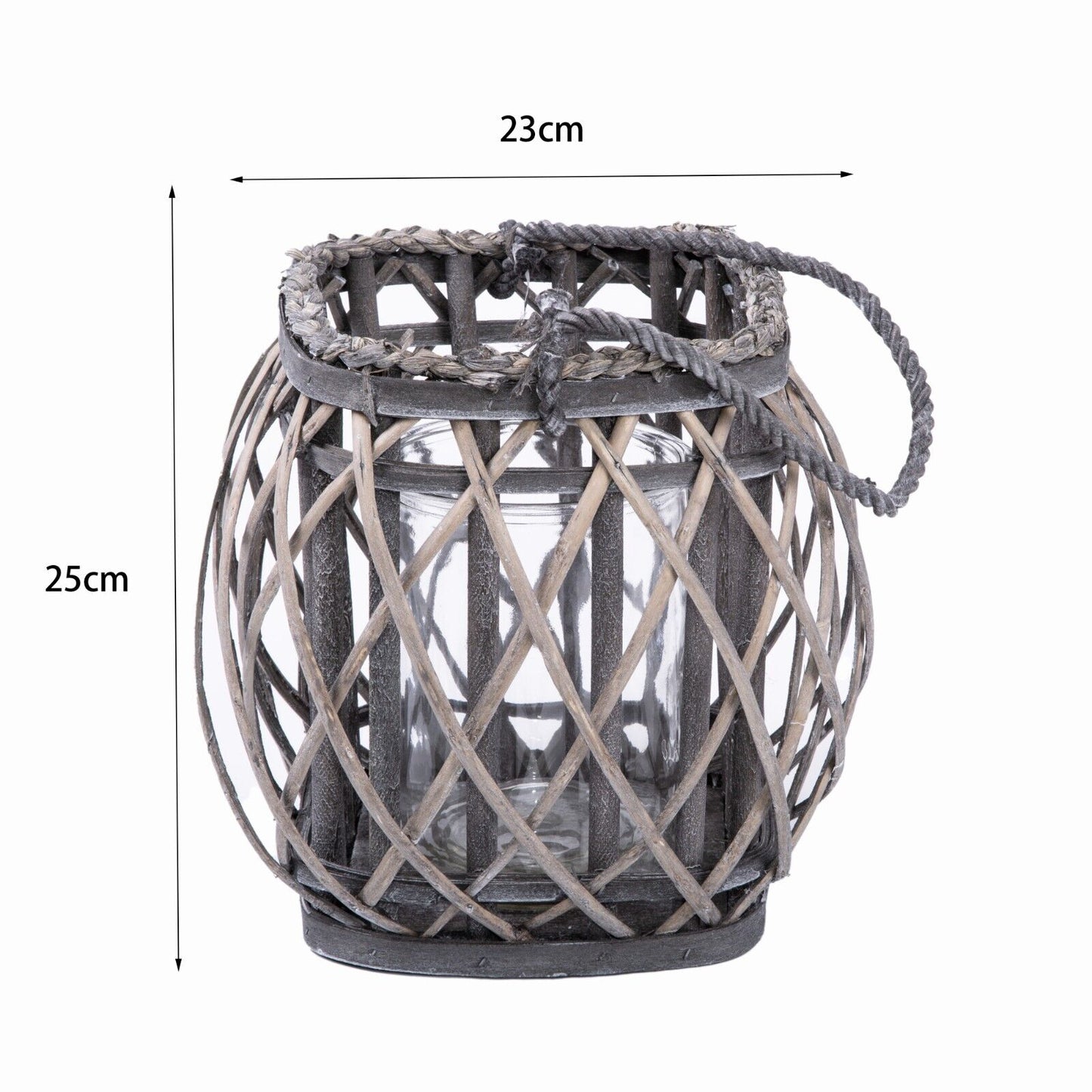 Wicker Lantern With Candle Holder Garden Lightning Table Light Rattan Lamp