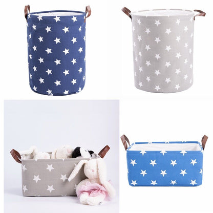 Star Pattern Fabric Laundry Hamper Laundry Bag Storage Box Wardrobe Organizer