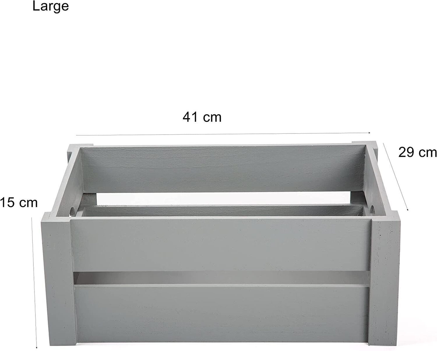 BH Grey Wooden Crate With Handles Storage Box Shelve Box Christmas Gift