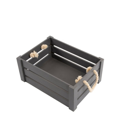 NV-Grey Paint Rope Handle Storage Wooden Crates shelve Box Christmas Gift Hamper