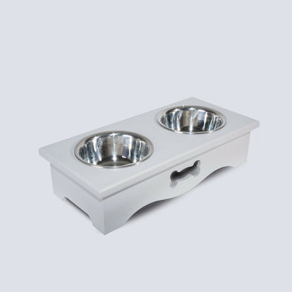 2020 Luxury Dog Food Feeding Stand Station Stainless Double Raised  Bowls Wooden