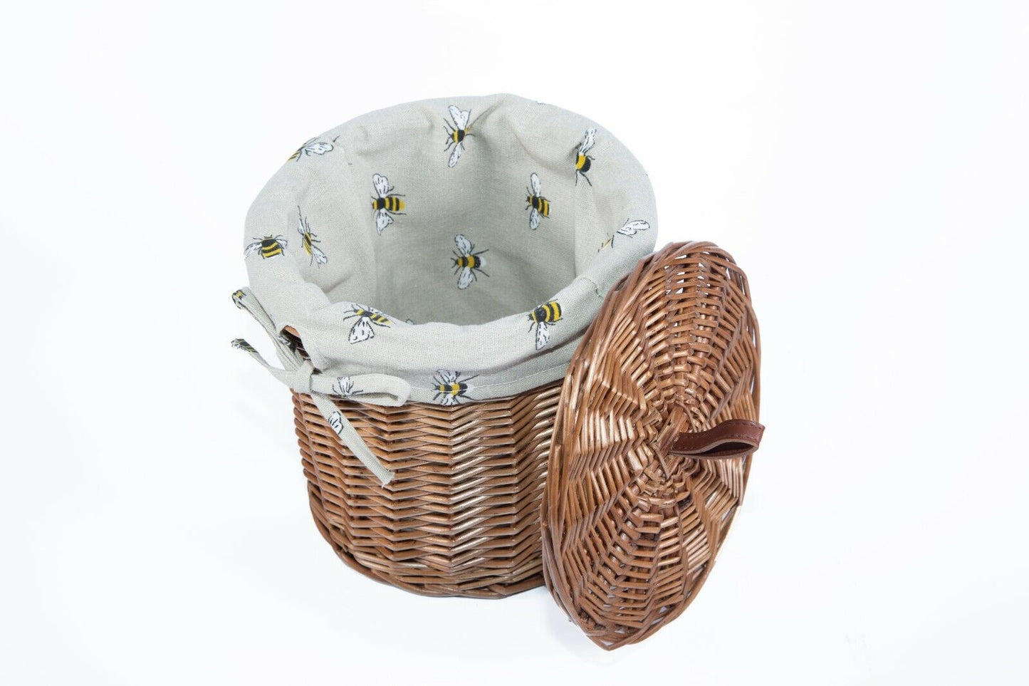 Wicker Storage Basket With Lid Liner Desktop Organizer Nursery Storage Toys x 2