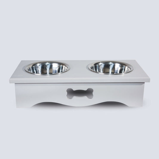 2020 Luxury Dog Food Feeding Stand Station Stainless Double Raised  Bowls Wooden