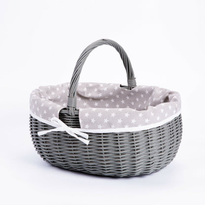 Natural Wicker Kitchen Fruit Storage Basket High Handle Shopping Gift Basket