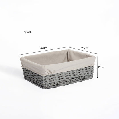 Grey Painted Three Sizes Available Wicker Storage Basket Shelf Organization Gift