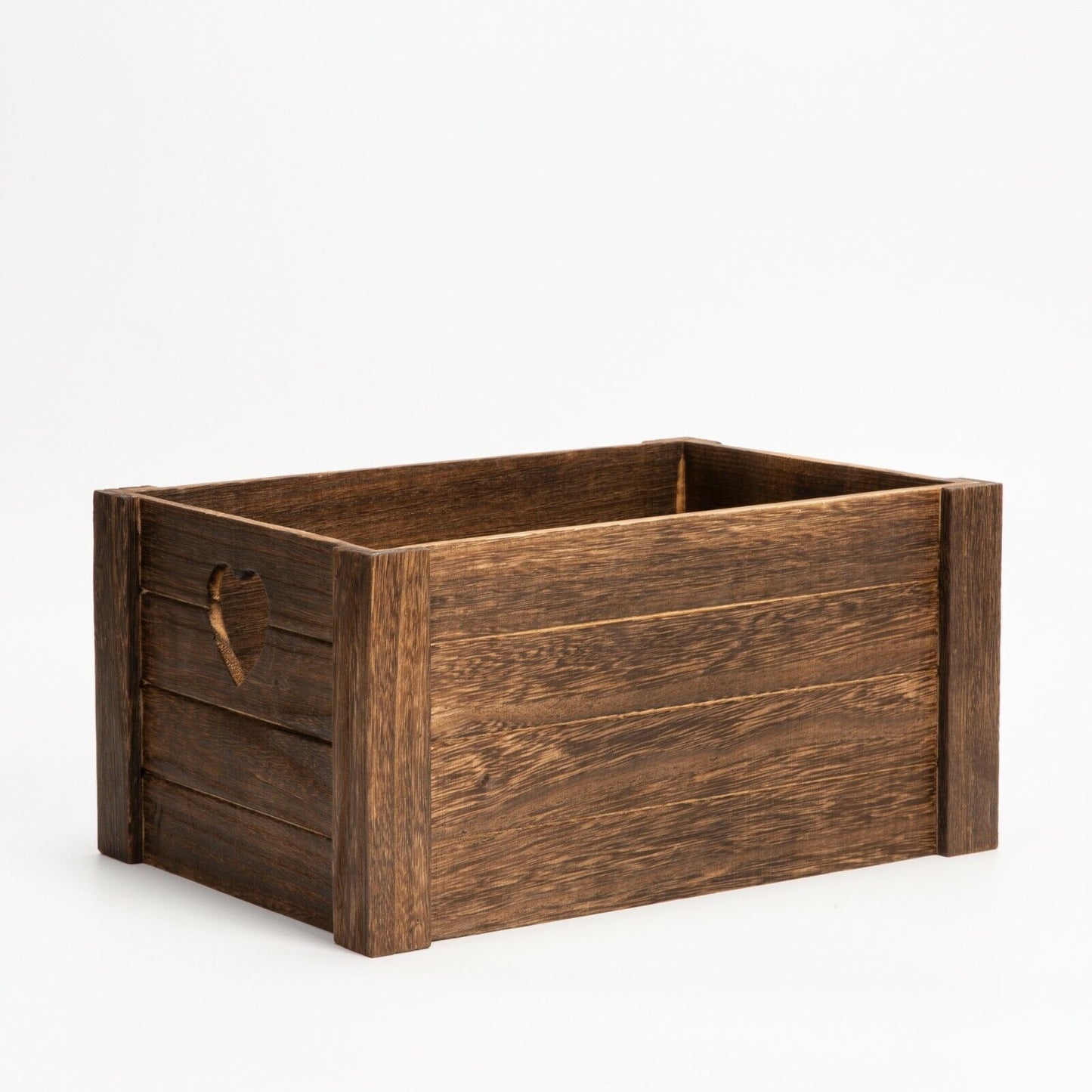 Brown Heart Shaped Cut Wooden Crates Retail Display Shelve Storage Gift Box