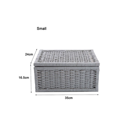 Grey Natural Wicker Basket Bathroom Storage Hamper With Liner