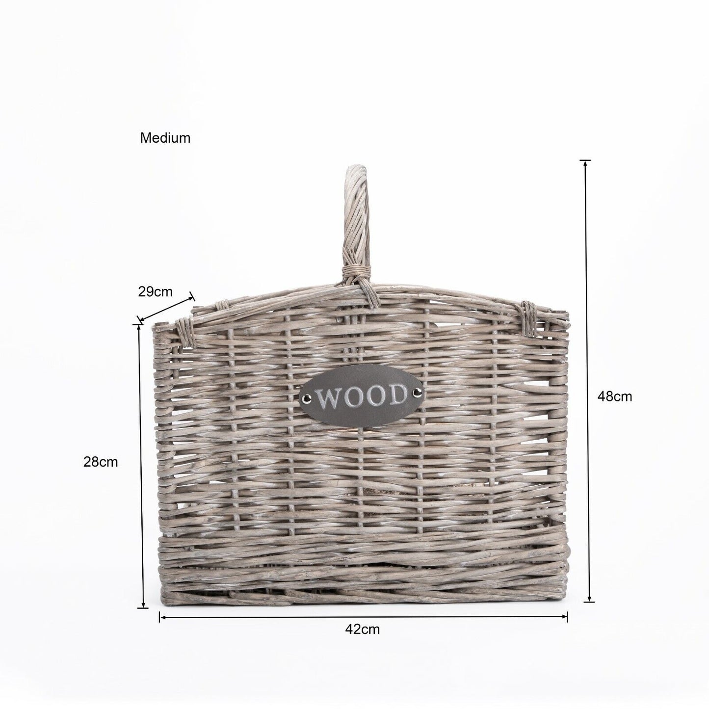 Medium Grey Washed Wicker Fireside Heavy Duty Log Basket