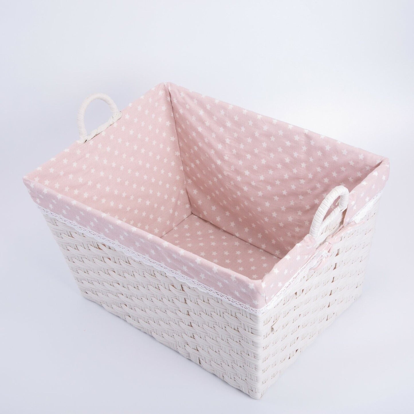 Faux Wicker Home Storage Basket with Liner Laundry Basket Toys Collection