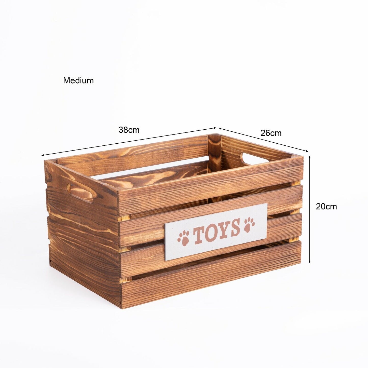 Brown Paw Print Dog Toys Chest Storage Collection Box Wooden Crates Gift Hampers