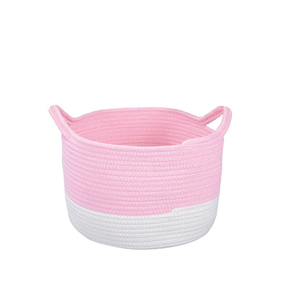 Cotton Rope Basket Woven Baby Laundry Basket Toys Collection with Handle