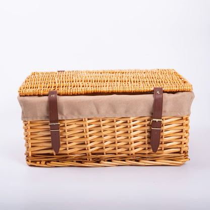 Natural Wicker Storage Hamper With Lid With Liner Gift Hamper Shelf Basket