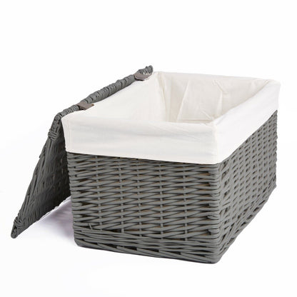 Natural Finish Wicker Trunk Baby Nursery Toys Blanket Storage Chest Basket Box