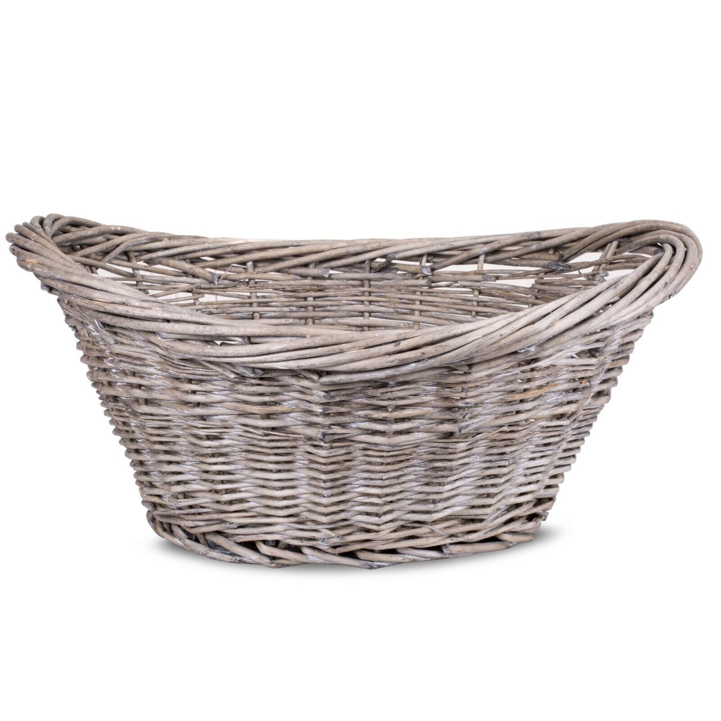 Wicker Grey Wash finish Log Basket Fireside Basket Garage Storage Basket