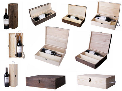 Wooden Wine Box Bottle Holder Wine Gift Package Metal Clasp