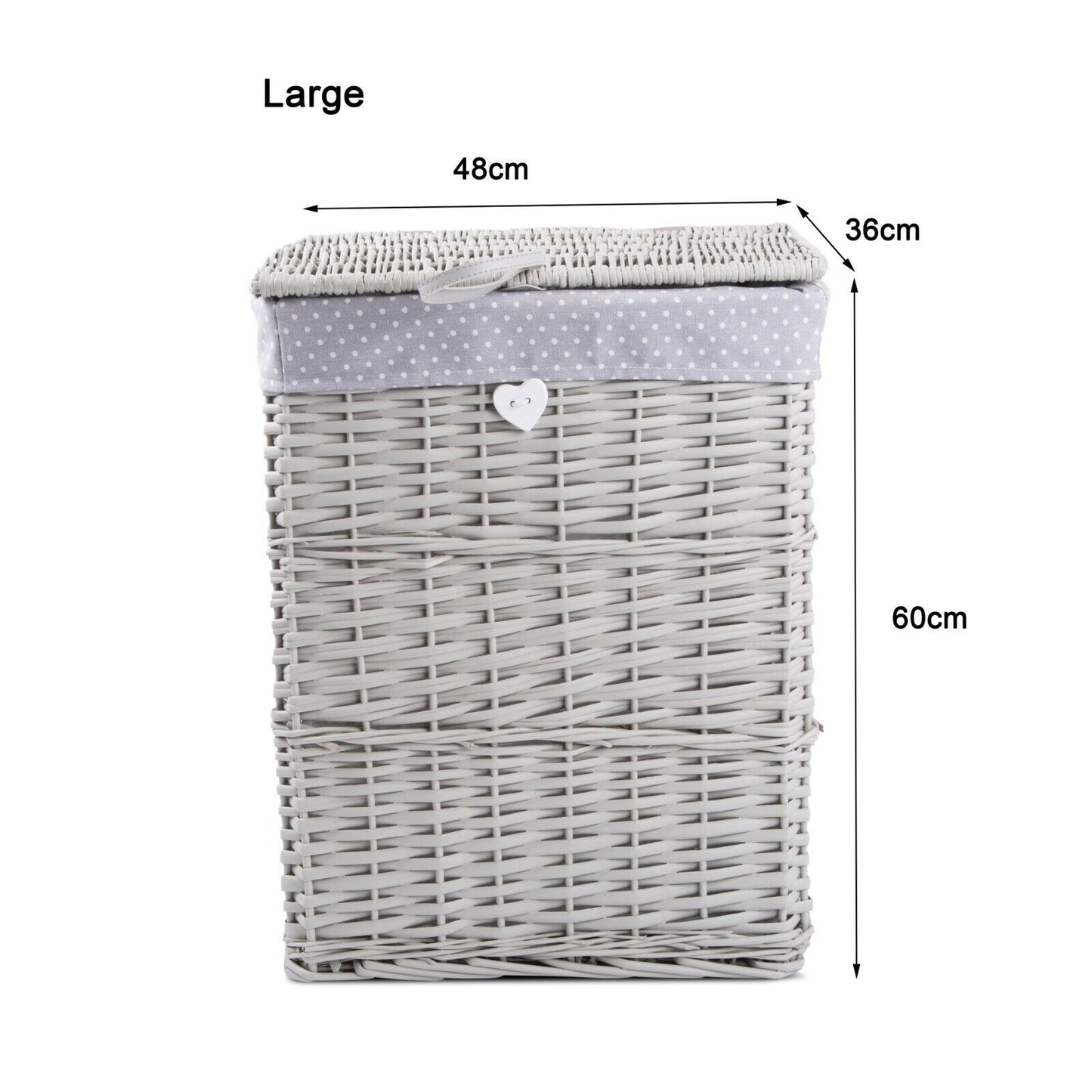 Premium Grey Paint Laundry Wicker Basket Cotton Lining With Lid Bathroom Storage