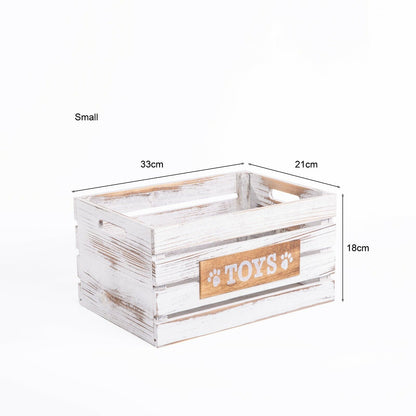 Paw Print Dog Toys Chest Storage Collection Box Wooden Crates Gift Hampers