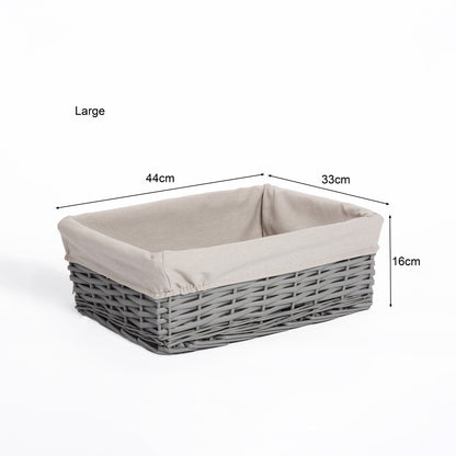 Grey Natural Wicker Storage Basket With Liner Shelf Basket Gift Hamper