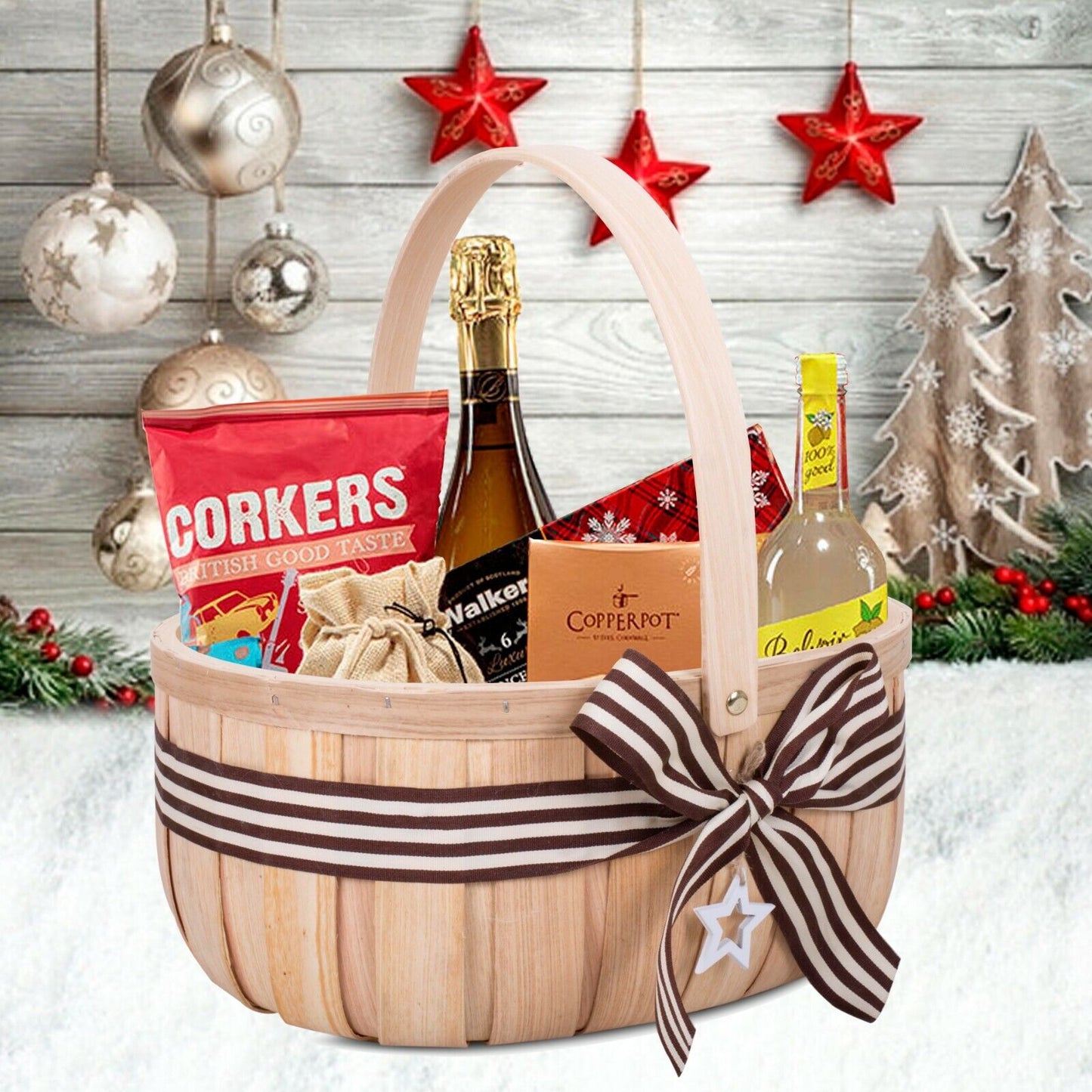 Christmas Gift Hampers Wedding Flower Basket with Bow Kid's Shopping Basket