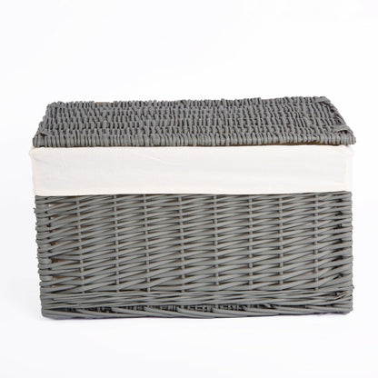 Natural Finish Wicker Trunk Baby Nursery Toys Blanket Storage Chest Basket Box