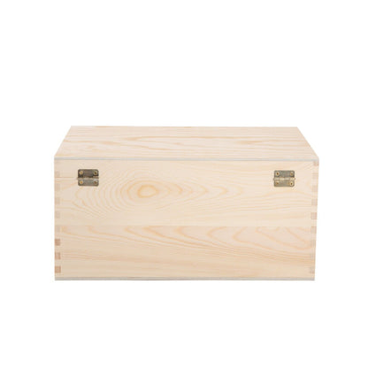 BH Natural Finish Creative Wooden Treasure Chest With Hinged Lid &Locking Clasp