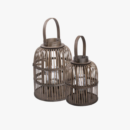 Wicker Lantern With Candle Holder Garden Lightning Table Light Rattan Lamp