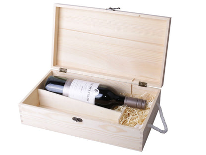 Wooden Wine Box Bottle Holder Wine Gift Package Metal Clasp