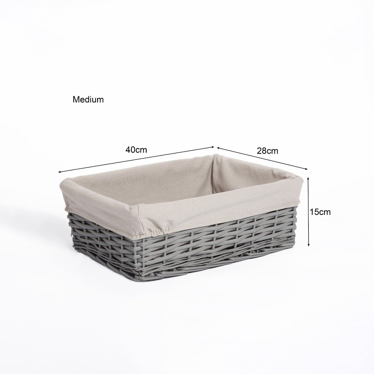 Grey Natural Wicker Storage Basket With Liner Shelf Basket Gift Hamper