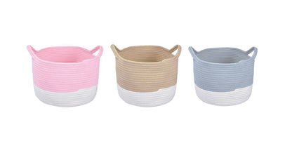 Cotton Rope Basket Woven Baby Laundry Basket Toys Collection with Handle