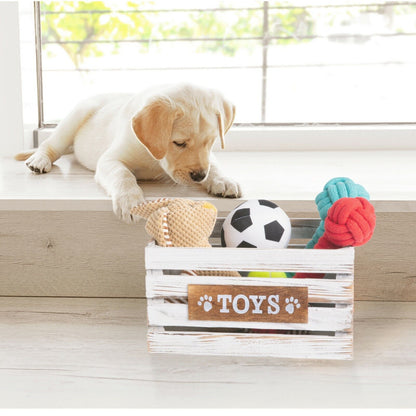 Paw Print Dog Toys Chest Storage Collection Box Wooden Crates Gift Hampers