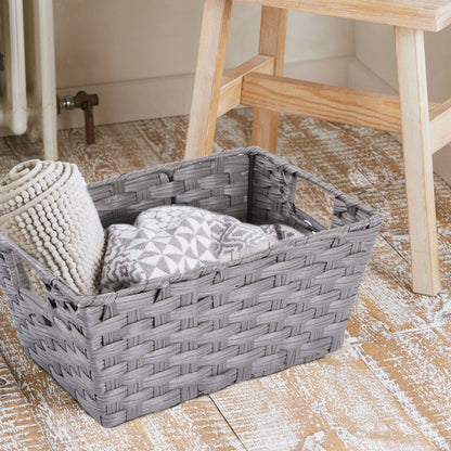 Faux Wicker Home Storage Basket with Liner Laundry Basket Toys Collection