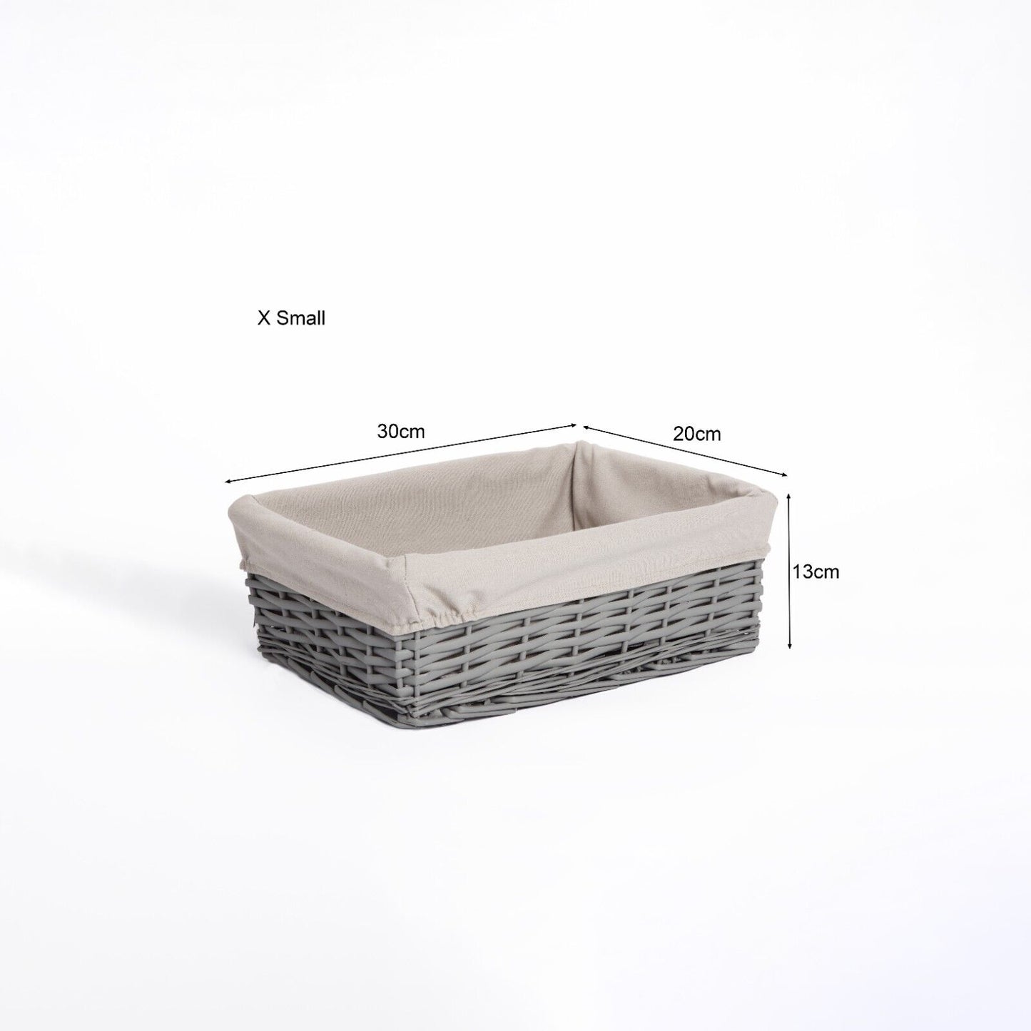 Grey Natural Wicker Storage Basket With Liner Shelf Basket Gift Hamper