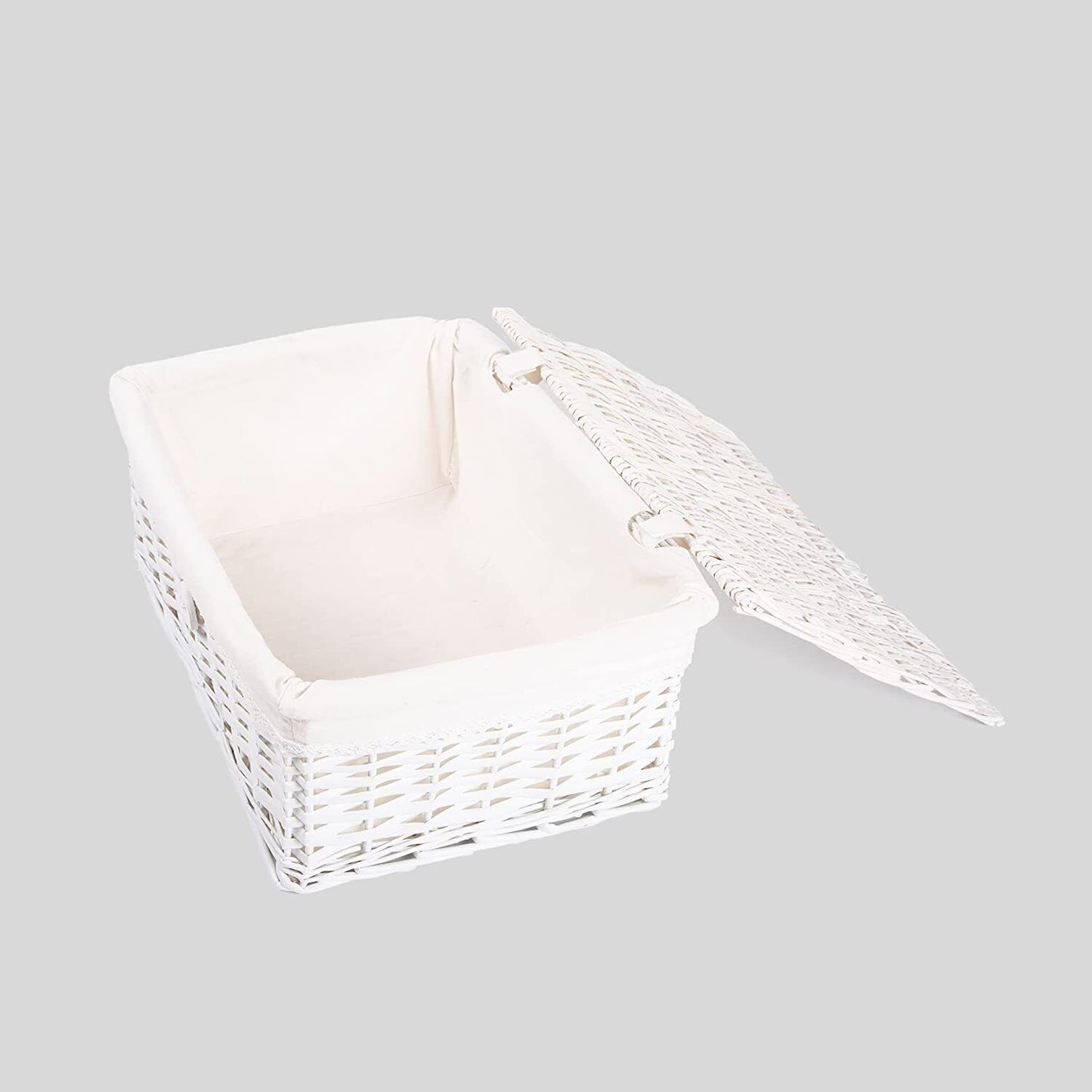 White Wicker Storage Basket With Lid Woven Hamper Basket Christmas Gift Basket