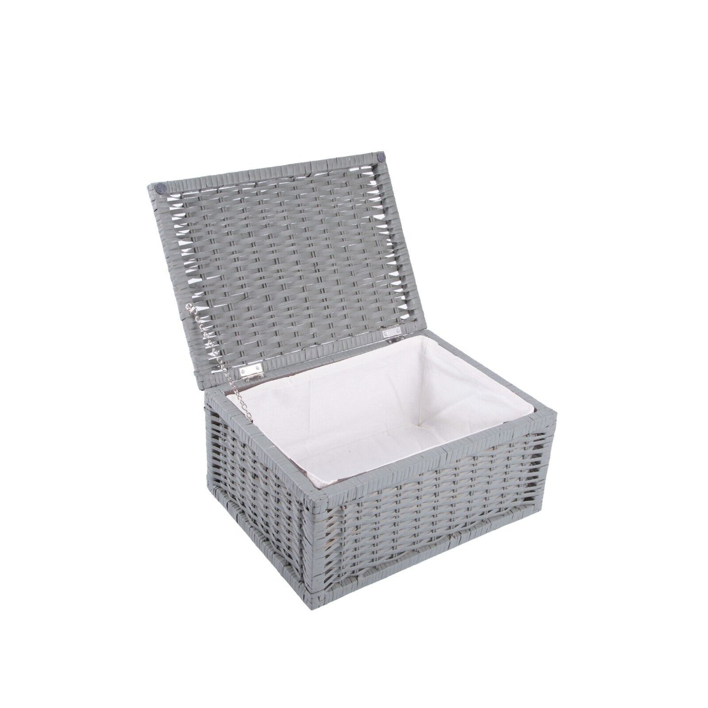 Grey Natural Wicker Basket Bathroom Storage Hamper With Liner