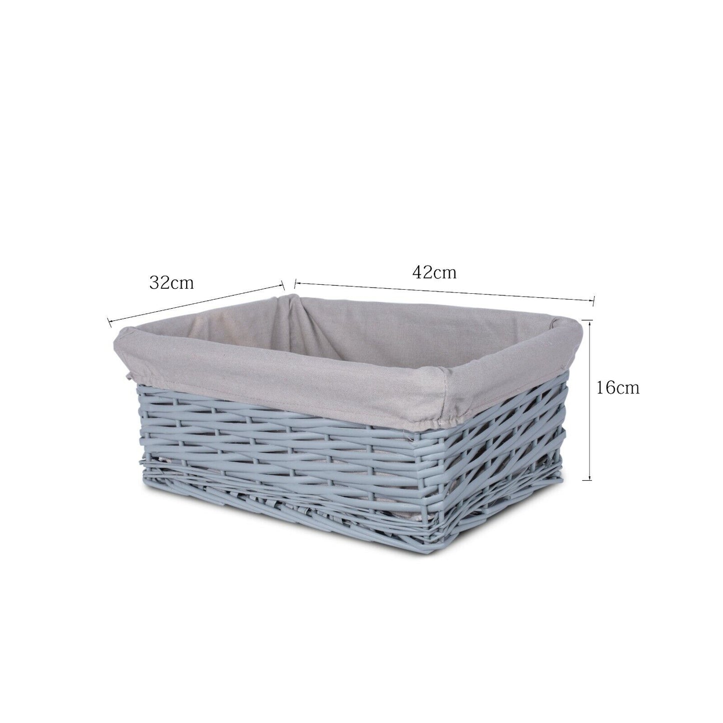 Grey Painted Three Sizes Available Wicker Storage Basket Shelf Organization Gift