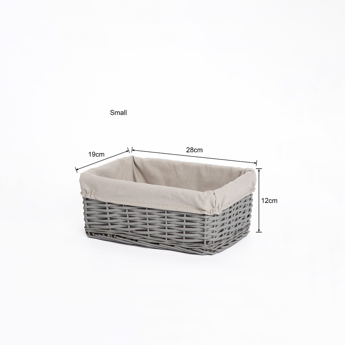 Grey Wicker Storage Basket With Liner Shelf Basket Gift Hamper Nursery Room Box