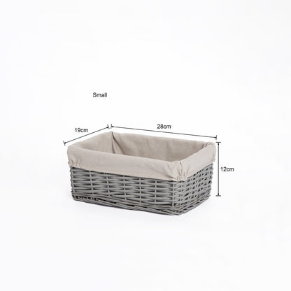 Grey Wicker Storage Basket With Liner Shelf Basket Gift Hamper Nursery Room Box