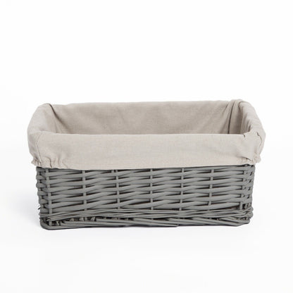 Grey Painted Wicker Storage Basket Shelf Organization Gift Hamper Bathroom